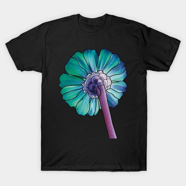 Pretty Blue Raspberries Flower Petals , Digitally Manipulated Blue and Purple Floral Photograph T-Shirt by cherdoodles